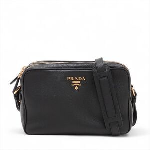 Prada Vitello Phoenix Leather Shoulder Bag Black